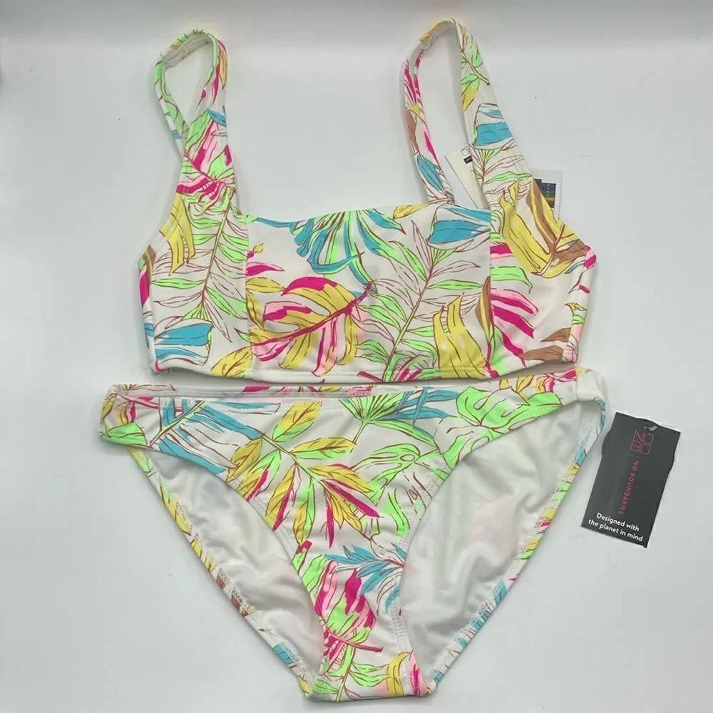Tropical Print Tricot Bikini Swimsuit Bathing Suit Size M